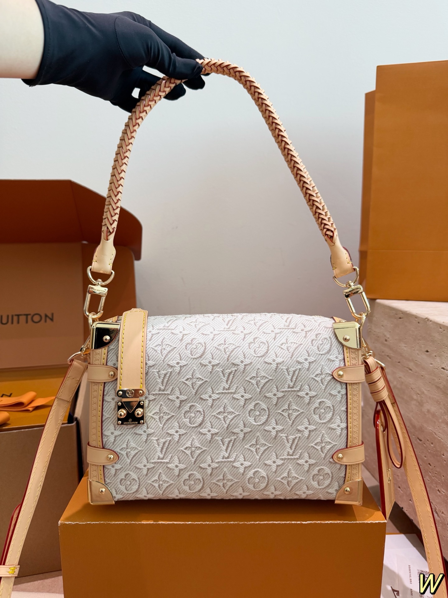 LV Side Trunk Soft Box Bag Adjustable Strap